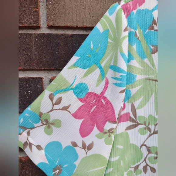 Allison Daley Petite Tropical Floral Blouse 12P - Picture 6 of 9